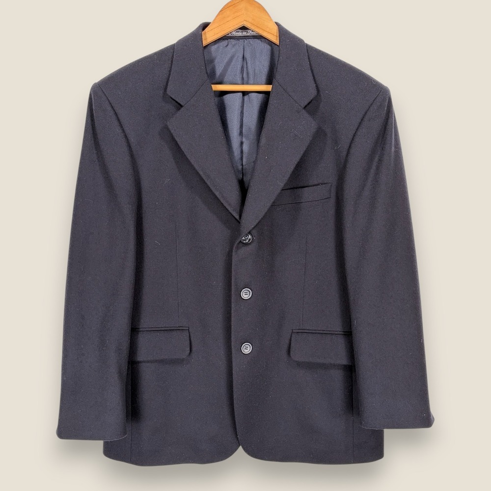 Joseph Feiss Lanificio Cashmere Wool Blazer Sport Coat Men 40S Navy Blue 2 Btn